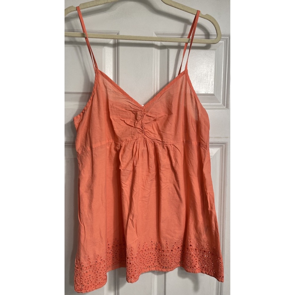 Pink Eyelet Trim Flirty Babydoll Tank Motherhood Adjustable Strap Belt Missing L